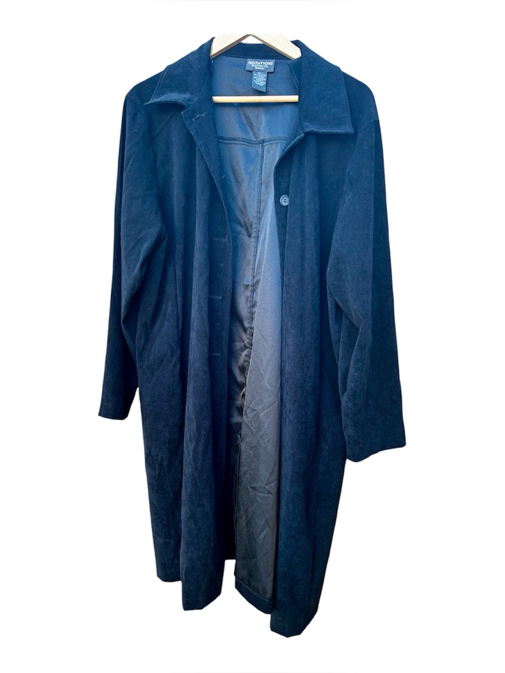 Vintage 90’s Long Duster Coat Faux Suede Black Jacket Button Up Sz. 1X